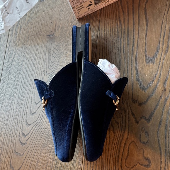 Wanted Womens Navy Velvet Slip-On Loafers - Picture 5 of 7